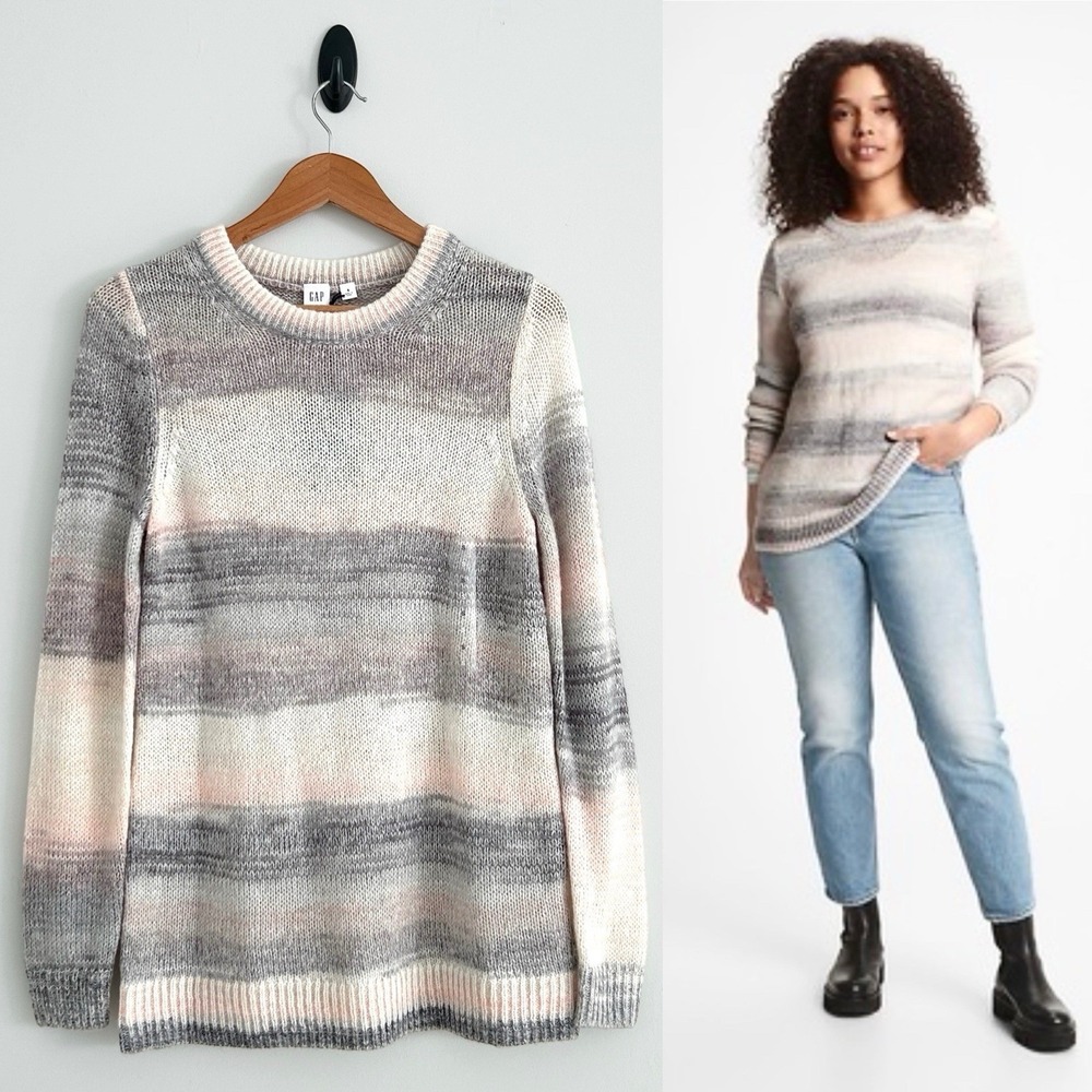 Gap Small Pink Gray Multicolor Spacedye Forever Cozy Tunic Pullover Sweater NWT
